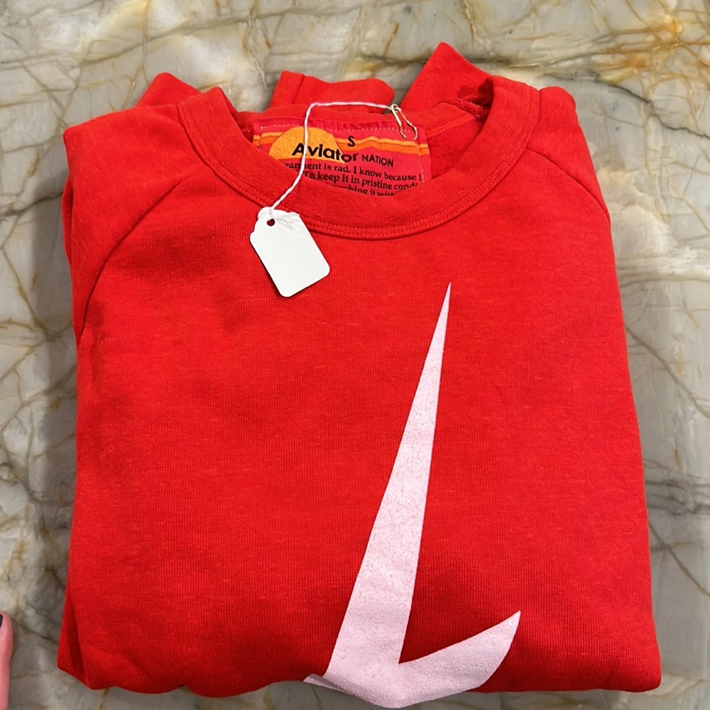 Aviator Nation, red lighting bolt sweatshirt, new with tags